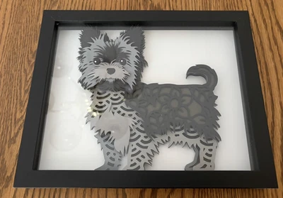 Multicapa, Yorkie, cachorro, corte de papel, mate y enmarcado Foto 1 de 4