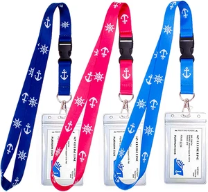 3 Pack Waterproof Lanyards with Detachable Buckle & ID Badge Holder for Cruise S - Picture 1 of 12