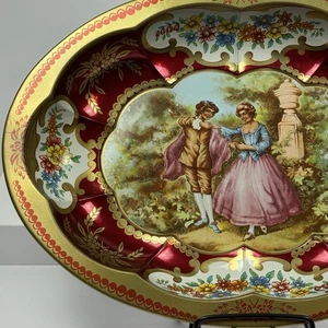 Vintage Daher Decorated Ware Tin Tray - Fragonard Romance Scene - Picture 1 of 6