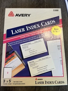 AVERY 5388 Printable 3"x5" Index Cards Not A Full Box 43 Sheets 129 Cards - Picture 1 of 3