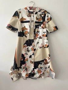 3.1 Phillip Lim Target Tan Brown Abstract Floral Printed Short Sleeve Dress M - Picture 1 of 5