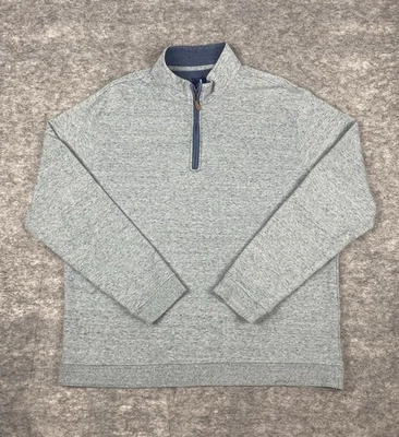 Johnnie-O Sully Pullover Mens XL Jade Blue Quarter Zip Cotton Blend Sweater - Image 1 of 4