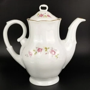 RAR Favolina-Karolina Polen Kaffeekanne Teekanne Wasserbild, weiß, rosa Rosen - Bild 1 von 19