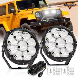 AUXBEAM 7" inch Round LED Work Light Bar SPOT Offroad SUV Driving Pods Fog Lamps - Picture 1 of 12
