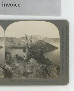 Wizard Island Crater Lake Oregon O USA Keystone Stereoview - Foto 1 di 2