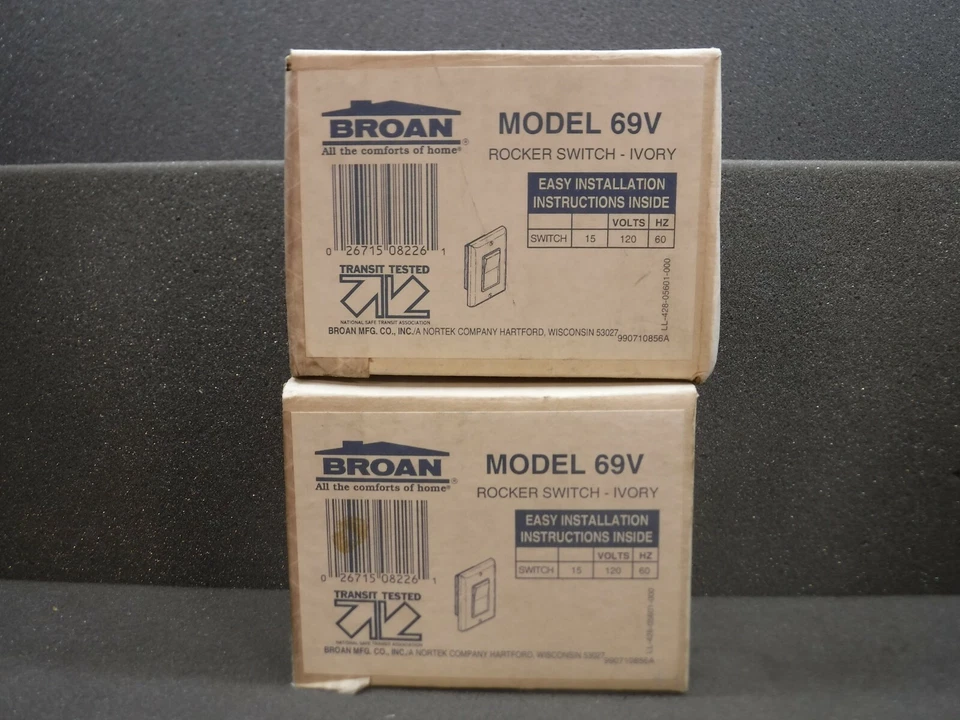 Broan 69V, Interruptor basculante - Marfil, 990710856A (Nuevo - Caja abierta) * Lote de 2 * Foto 1 de 4