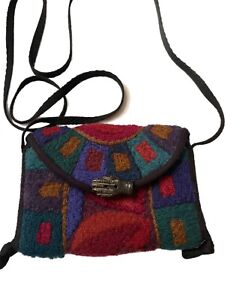 Handmade Wool Handbag Shoulder Crossbody Purse Teresa Searle England Patchwork
