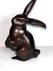 Bronze Standing Bunny Rabbit Figure 5.25" Solid