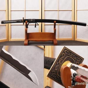 Espada japonesa hecha a mano de acero al carbono Katana Sharp Samurai de aleación cuadrada tsuba - Imagen 1 de 12