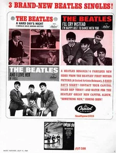 1964 The Beatles "A Hard Day's Night" Song Release Industry Promo Reprint Ad - Picture 1 of 1