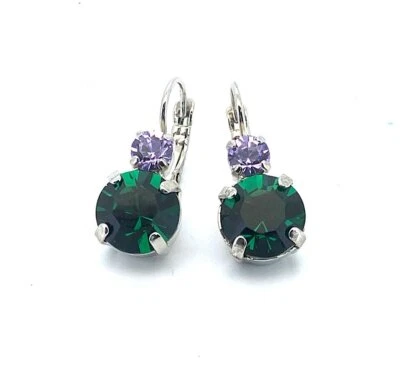 Pendientes de Mariana Mujer Esmeralda y Violeta Cristales de Swarovski Foto 1 de 4