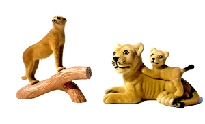 Flocked Lion Lioness Puma Safari Zoo Animal Hong Kong Charles Prod Vintage READ* - Picture 1 of 21