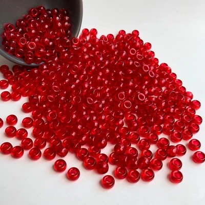 150X Red Pony Beads 9x6mm Acrylic Plastic Hair Craft Bead - Image 1 of 4