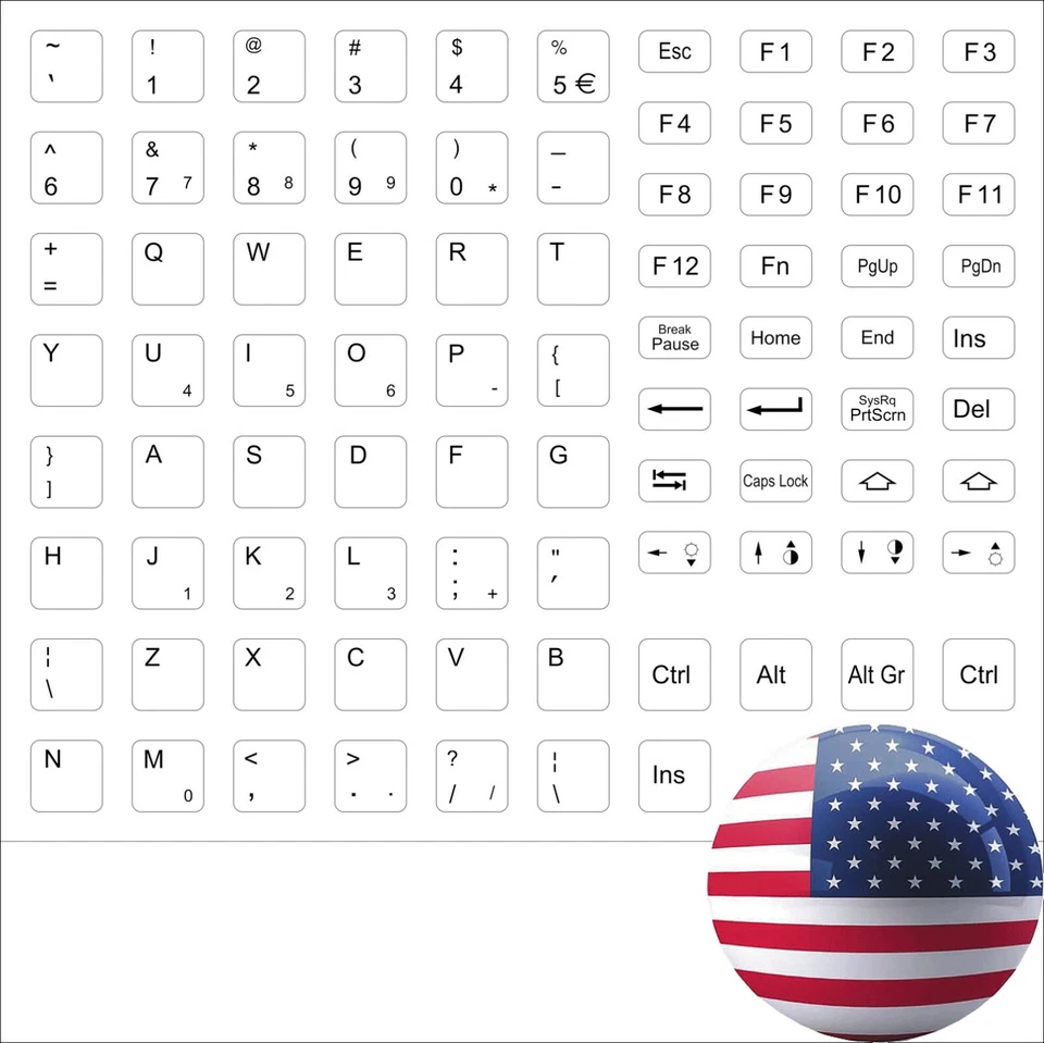 Keystick Keyboard Stickers USA English White for Asus Sony New - Image 1 of 1