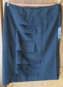 NWT CHELSEA & THEODORE Women's Black Skirt Size 8 RUFFLE Down Front - Picture 1 of 3