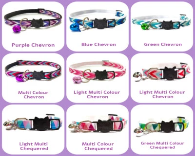 ZACAL CAT COLLARS Katzenhalsband mit Glocke - Chevron Druck | Sichere, schnell lösende Schnalle