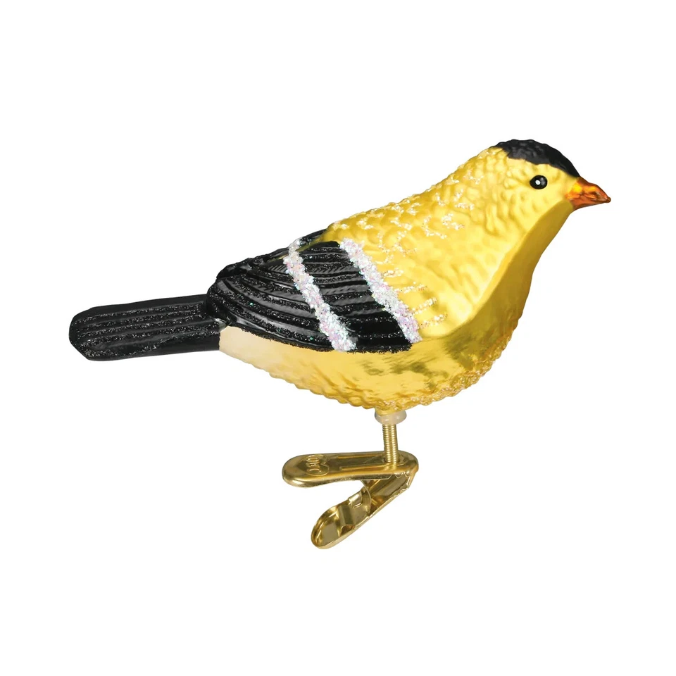 Old World Christmas AMERICAN GOLDFINCH (18045) Glass Ornament w/Box