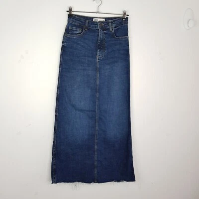 Zara Size Small Mid Rise Long Maxi Blue Denim Skirt Blue A-line  - Image 1 of 4