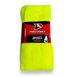 1 Pair Pro Feet Multi Sport Socks Lime Neon Boys Girls NWT Size M - Picture 1 of 2