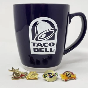 Taco Bell RARE Lot Employee Issued 4 Pins Mug 40 Years Proud Of It Cup Hat Lapel - Picture 1 of 16