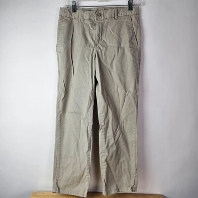 Calça chino IZOD Husky masculina cáqui frente plana tamanho 14 uniforme escolar infantil algodão - Imagem 1 de 4