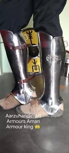 Greaves anatómicas formas reales, protección completa correas históricas precisas - Imagen 1 de 12