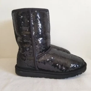 UGG Kurzstiefel schwarz Pailletten Glitzer Größe 6 US 37 EU 4,5 UK - Bild 1 von 8