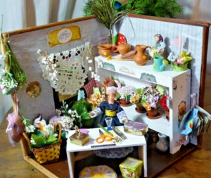 Altes Blumen Ecklädchen Puppenstube/Kaufladen Blumenladen Regal Theke Pflanzen - Bild 1 von 24