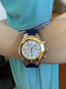(IN OFFERTA) Orologio MICHELE Jelly bean oro 18k Navy nuovo con etichette MWW12F000095 VENDITA AL DETTAGLIO $445 - Foto 1 di 11