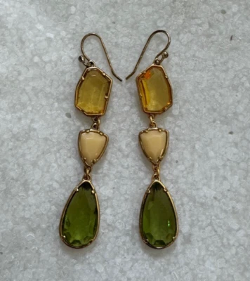 Stella & Dot Pippa 石三玻璃水晶宝石吊坠耳环 — 第 1/2 张图片