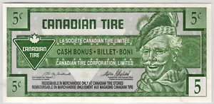 Canadian Tire Paper Money- CTC S20-Bccl "Clipped C Variety" 5¢ note *180 - Picture 1 of 3