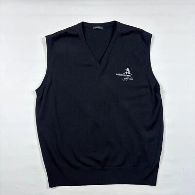 Marabas Black Merino Wool Sleeveless Sweater Vest Evian Masters Golf Mens Med - Image 1 of 4
