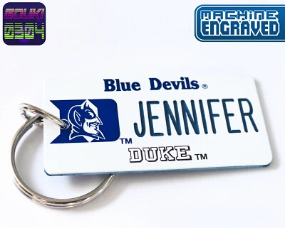 Personalized Duke University Keychain  Blue Devils Key Ring Tag - Engraved- NCAA - Image 1 of 4