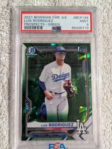 2021 Bowman Chrome - Prospects Luis Rodriguez #BCP-196 Green Shimmer /99 PSA 9 - Foto 1 di 2