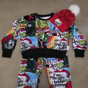 The Grinch Justice Joggers, Sweater And Hat Christmas Holiday Print Lounge SMALL - Picture 1 of 10