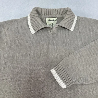 Eddie Bauer Sweater Mens Large Gray Linen Cotton Collared Knit Pullover Vintage - Image 1 of 4