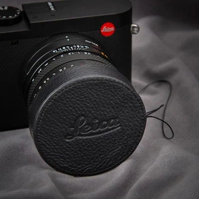 MARKENLOS For Leica QP Q2 Q3 Q TYP166 leather Lens Cap Lens Protection Cover Black