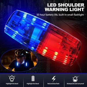 Red/Blue LED Strobe Warning Light Police Shoulder Clip Flashlight Running L GX - Picture 1 of 14