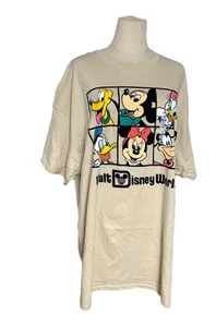 Walt Disney Mickey And Friends Beige Tan Shirt Size 2XL Minnie Donald Beige - Picture 1 of 10