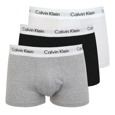 Calvin Klein Men’s Boxer Trunks 3 Pack Grey Black White Cotton Stretch