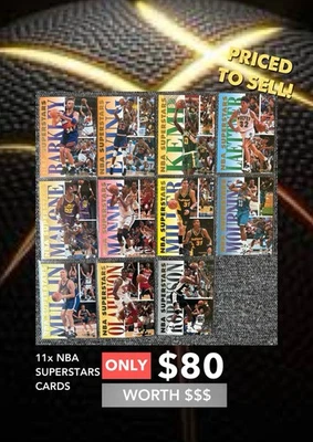 1993/94 Fleer NBA Basketball Card NBA SUPERSTARS 11 CARDS - Image 1 of 4