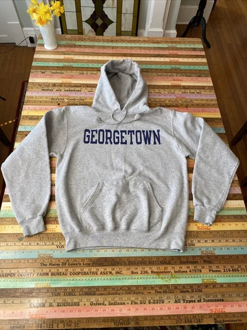 VINTAGE Champion Hoodie University of Georgetown Pullover Mens M Gray Hoyas Cover