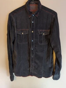 Jeremiah Shirt Small Gray Corduroy Button Up Long Sleeve Flap Pockets Pearl Snap - Picture 1 of 7