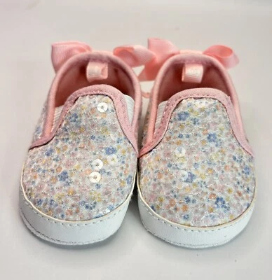 Bebé Infantil Stepping Stones Zapatos Rosa Lentejuelas con Arco Colores Pastel 3-6 meses Foto 1 de 4