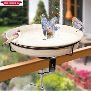 Bird Bath Deck Mounted Bowl 11 Inches, Balcony Railing Birdbaths Unheated, Bird - Picture 1 of 7