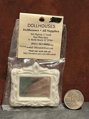Casa de muñecas miniatura espejo blanco porcelana escala 1:12 pulgadas B261 Dollys Gallery Foto 1 de 2