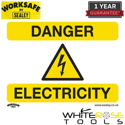 Sealey Danger Electricity Warning Safety Sign Self-Adhesive Vinyl Worksafe - Image 1 of 2