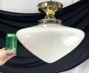 RESTAURADO GRANDE Antiguo De Colección Escuela Vidrio Leche Montaje Al Ras Art Deco Años 20 40 - Imagen 1 de 17