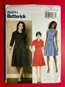 UNCUT Butterick Pattern # B6091 Misses/Plus Dresses 3 Views 8 10 12 14 16 - Foto 1 di 2