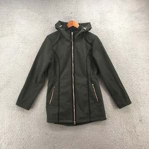 Free Country Hoodie Parka Jacket Womens M Green Faux Fur Fleece Lined Zip Up - Picture 1 of 24